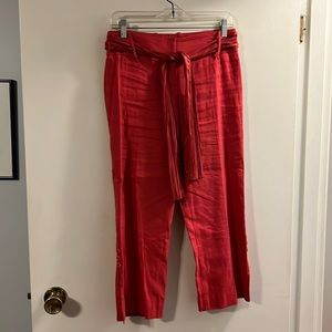 Bebe red pants w/satin belt